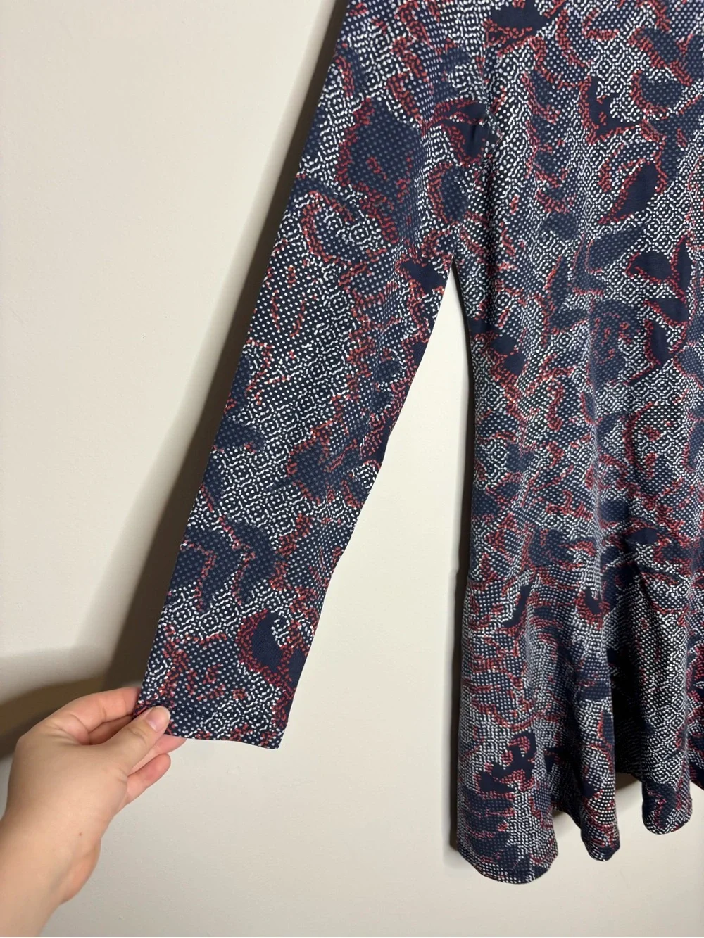 Tory Burch long sleeve 100% cotton floral dress blue and orange size small